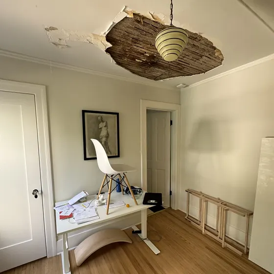 Ceiling collapse from a leak, Central LA