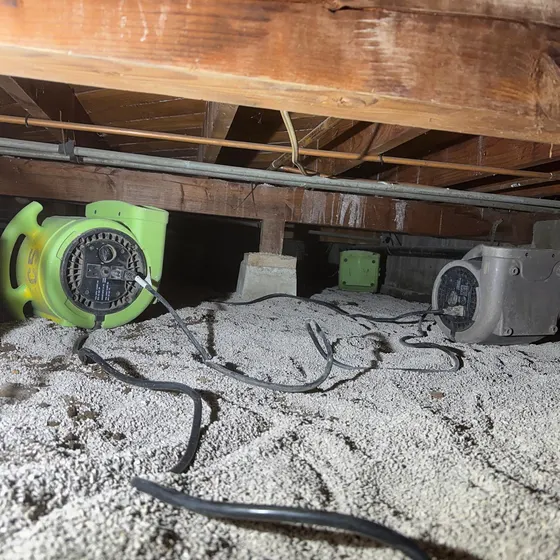 Air movers drying a crawl space, Branch not recorded