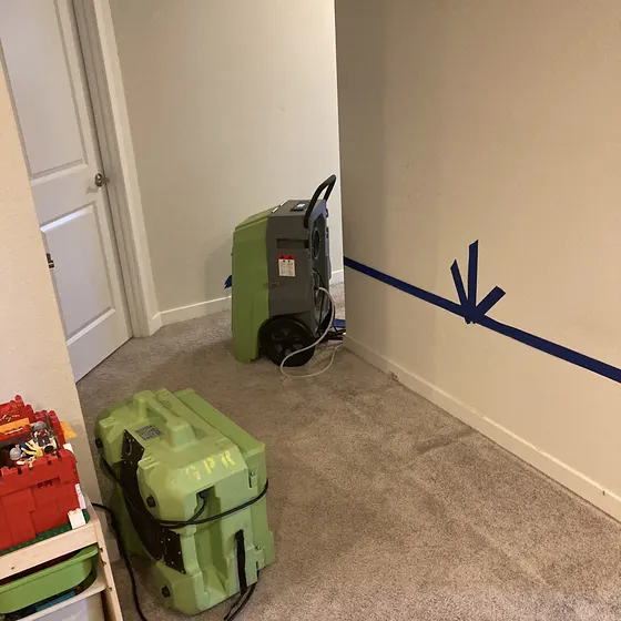 Drying equipment in a bedroom, Greater Seattle