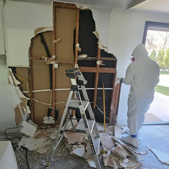Removing fire-damaged drywall, Branch not recorded
