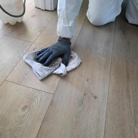 Hand-wiping soot from flooring, Branch not recorded