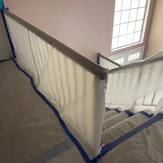 Staircase wrapped in containment, Antelope Valley