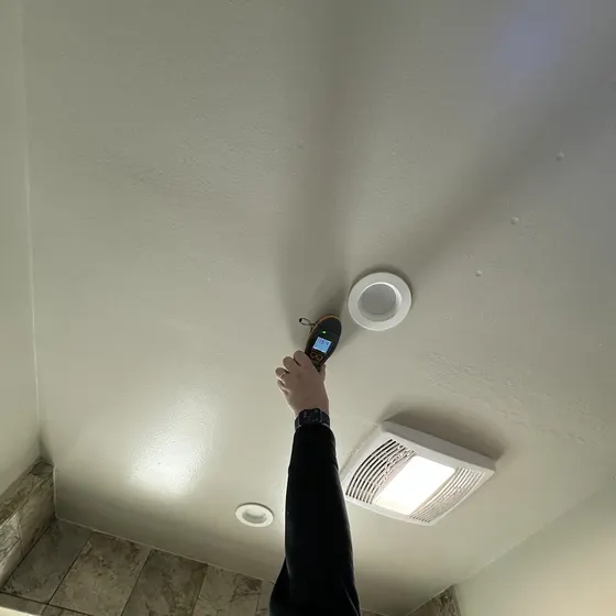 Moisture reading on a bathroom ceiling, South Bay