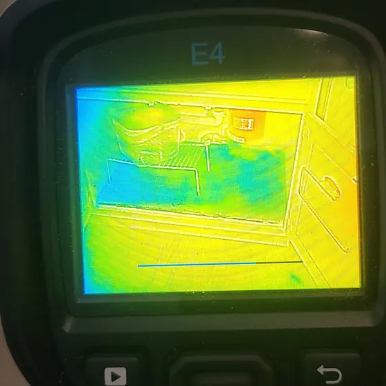 Thermal camera showing moisture behind a wall, South Bay
