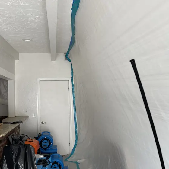 Air movers inside a sealed work area, San Gabriel Valley