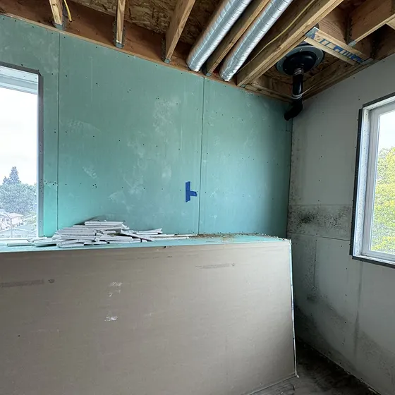 Drywall going back up in a bedroom, San Gabriel Valley