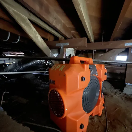 Air mover drying a crawl space, San Gabriel Valley