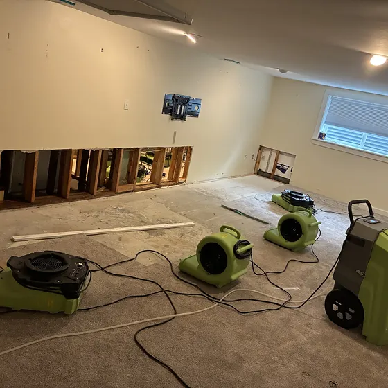 Flood cuts and drying in a Tukwila basement, Greater Seattle