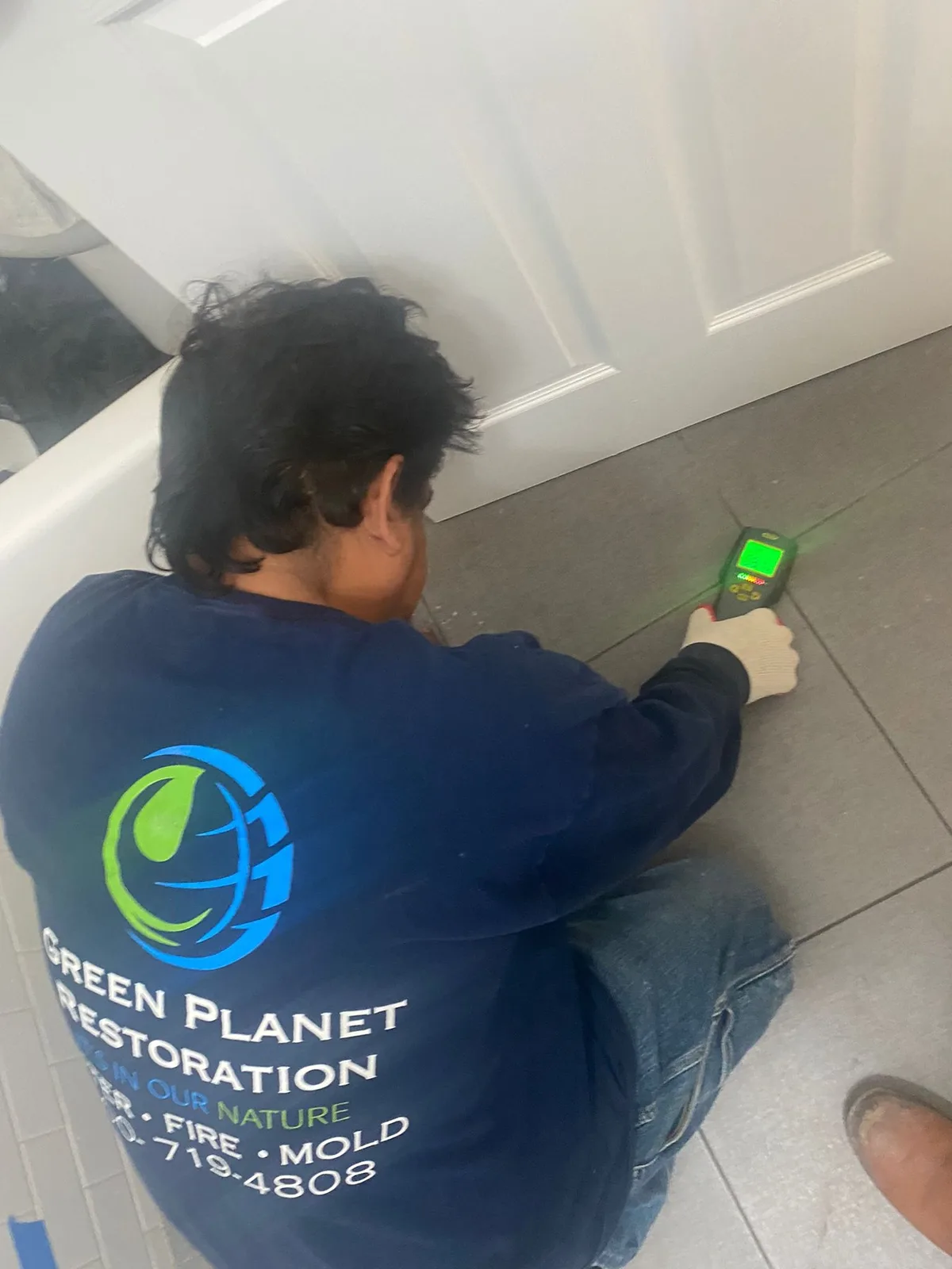 Moisture reading on bathroom tile