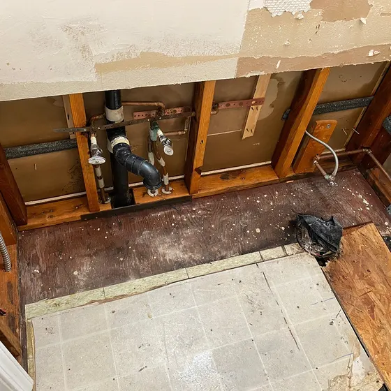 Bathroom floor opened after a leak