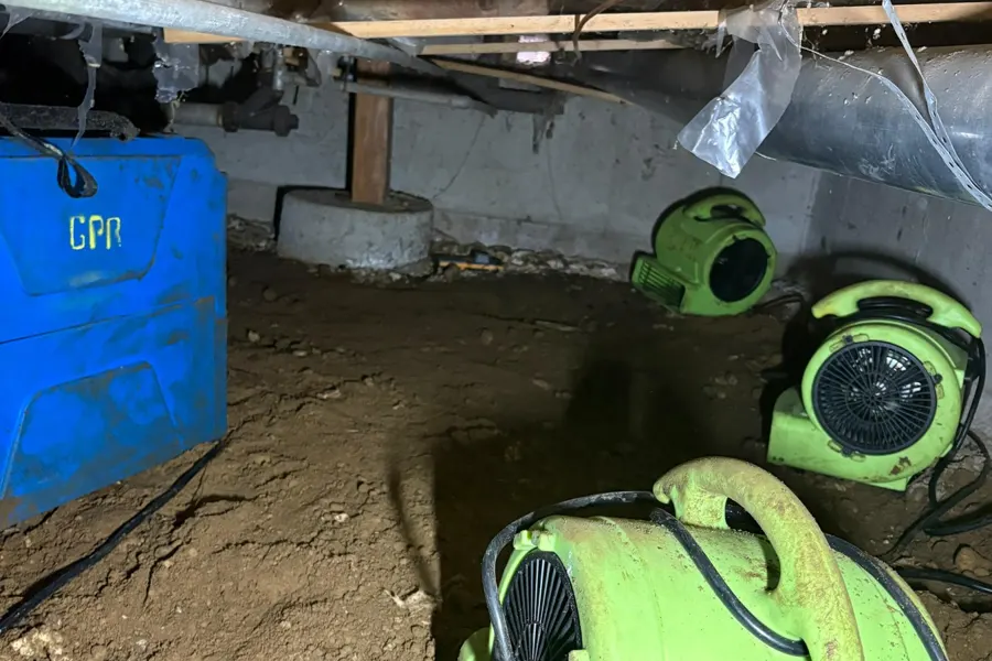 Standing water after a supply line leak