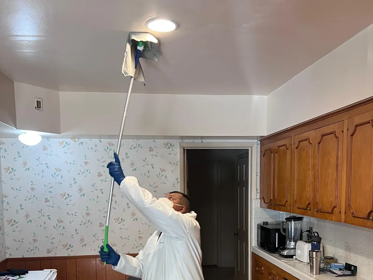 Technician treating a room for odor removal