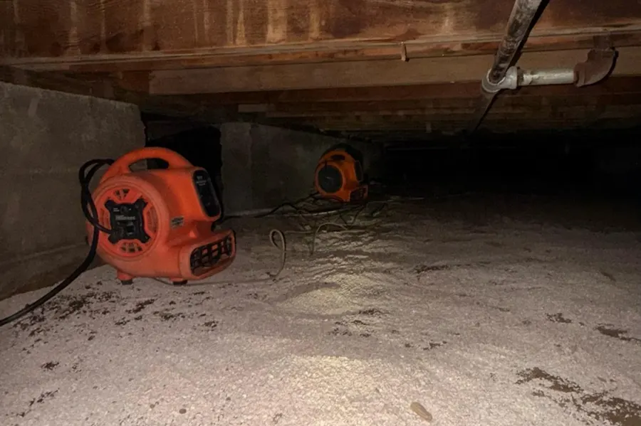 Crawl space sewer line break
