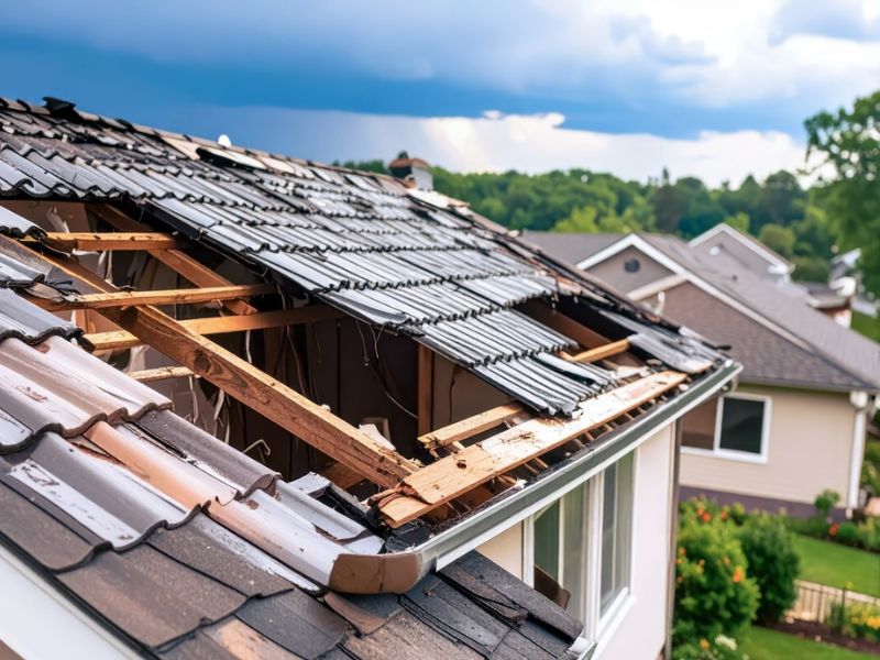 Roof Damage due to Hainstorm - Green Planet Restoration