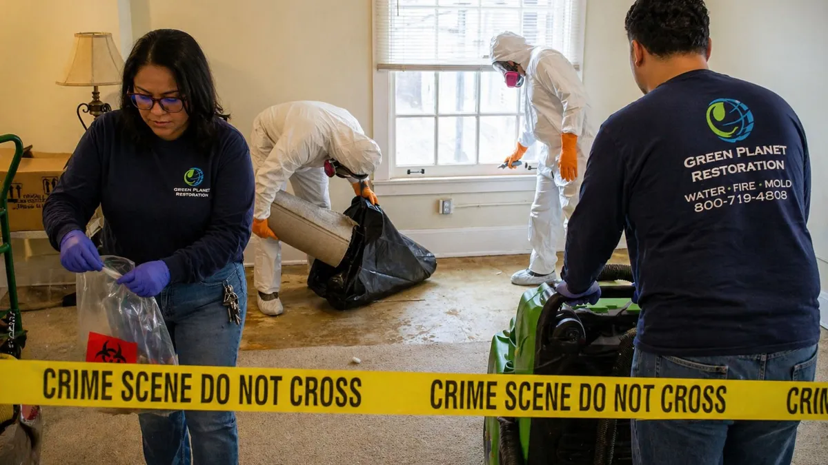 Biohazard Cleanup Crew at Work - Green Planet Restoration Crime scene cleaners - Biohazard Cleanup Crew at Work - Green Planet Restoration