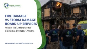 Fire Damage vs Storm Damage Board Up Services - Green Planet Restoration