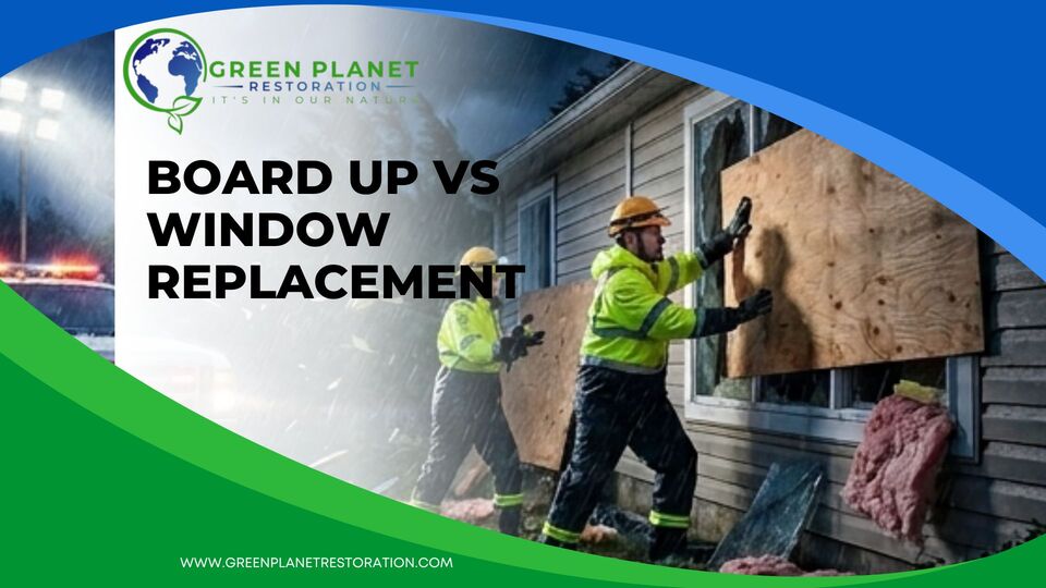 Board Up vs Window Replacement - Green Planet Restoration