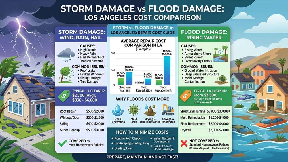 Storm Damage vs Flood Damage Cost Comparison - Green Planet Restoration