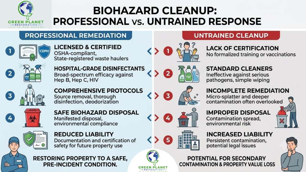 Professional Biohazard Cleanup Comparison - Green Planet Restoration