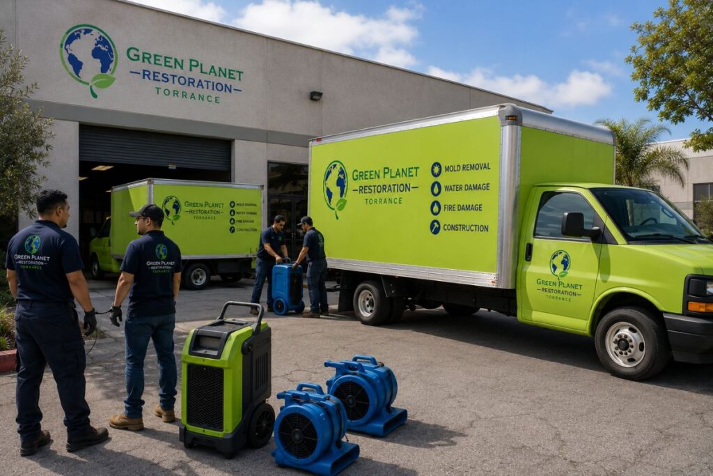 Emergency Response Vehicles and Team Arrival – Green Planet Restoration of Torrance