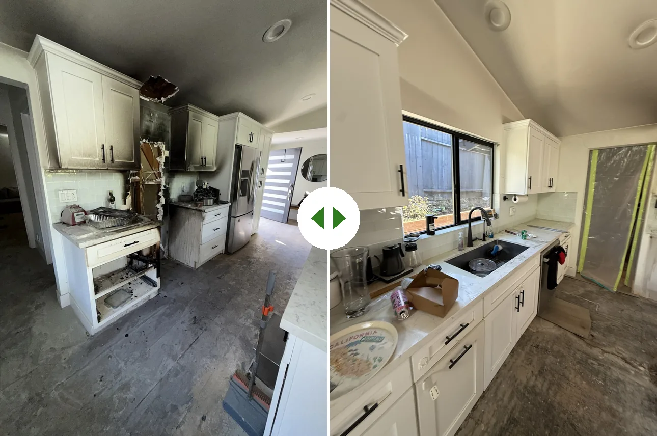 Before and after: fire-damaged kitchen restored