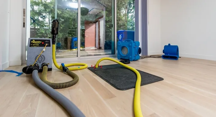Extraction wand removing water from a floor