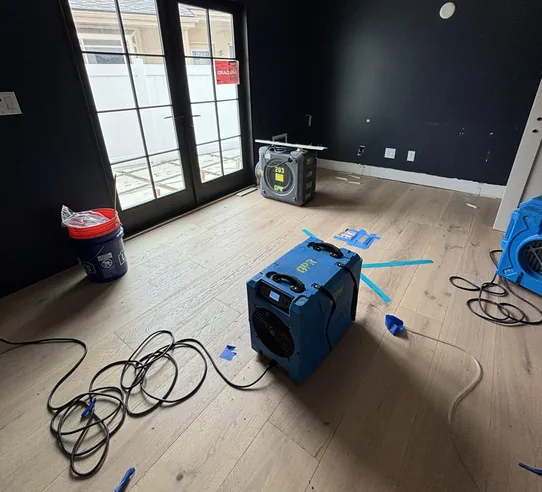 Drying equipment in a flooded room