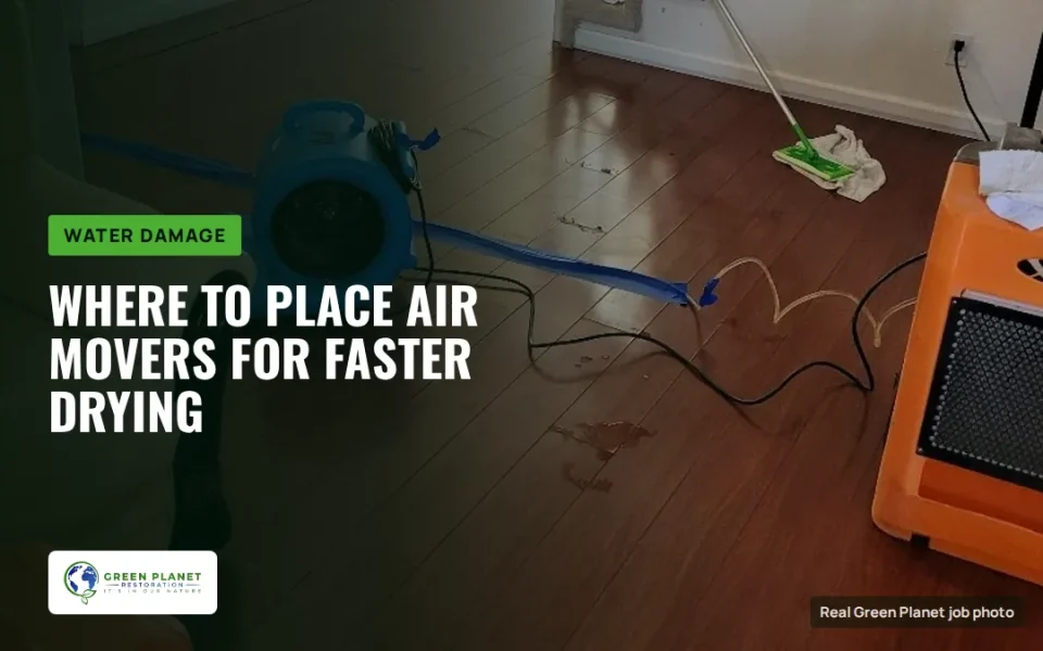 Ideal Air Mover Placement: Where to Place Air Movers for the Fastest Drying After Water Damage