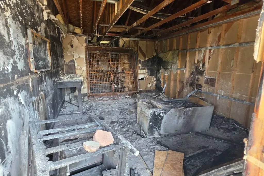 Fire damage photographed for the claim